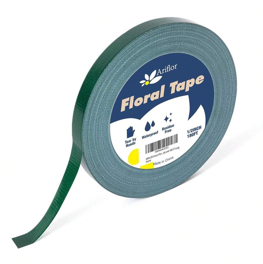 ARIFLOR Green Floral Tape - Flower Wrap Adhesive Tape Bouquet Stem Wrapping And Floral Crafts, Wedding Bouquet Tape - 1_2 Inch Wide And 180 FT Long - White - View 1