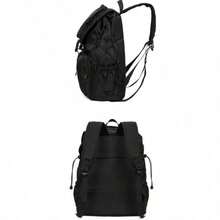 Zaino cargo nero impermeabile in nylon per uomo e donna, spazioso zaino casual per il tempo libero con coulisse e scomparti multipli, ideale per l'università, il campeggio e le gite di un giorno. - A - Visualizzare 9
