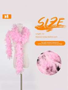 1/2/3/4/5 Pieces Of Chandelle Turkry Feather Scarves, 200cm Long, 44g In Weight. For Halloween Costumes, Dance Parties, And Halloween Decoration. - Multicolor - View 9