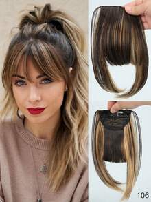 Synthetic Mixed Blonde Ponytail Extension With Sideburns & Thick Bangs, Wedding Daily Fake Hair Bun For Women Girls Party Cosplay Accessories - Multicolor - View 13