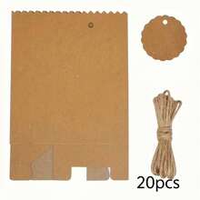 20pcs/50pcs Mini Vintage Kraft Paper Gift Boxes With Jute Rope And Tags, Gift Packaging Boxes, Suitable For Wedding, Birthday, Holiday Party, Christmas, Valentine's Day, Easy To Assemble, Finished Box Size 7cm*3.5cm*11cm - Multicolor - View 16