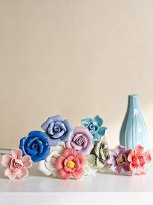 3 piezas/Set Flores de cerámica hechas a mano, artesanales, resistentes al frío y a la decoloración, perfectas para la decoración del hogar, adecuadas para uso interior y exterior, también un excelente regalo festivo - A - Ver 8