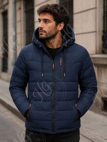 Thermal Jacket/Bobby Jacket, Padded And Lined, For Trekking, Snow, And Extreme Cold - Navy Blue Plush - View 3