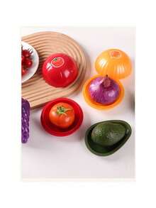 6-Piece Reusable Produce Saver Set - Veggie Shaped Fridge Storage Containers For Avocados, Onions, Lemons & Tomatoes - Airtight Food Keeper To Keep Fruits & Vegetables Fresh Longer - View 5