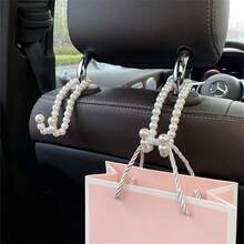 2pcs Car Seat Backrest Hooks, Car Interior Pearl Storage Hooks, Suitable For Rear Seats - A - View 6