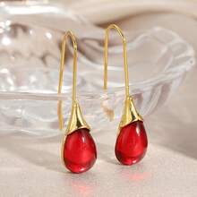 Minimalist Fashionable Multi-Color Water Drop Pendant Earrings, Exquisite Elegant Jewelry Accessories For Women, Holiday Gift - Grey - View 9