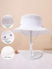 1Pc Toddler Wide Brim Sun Hat, Breathable Mesh Adjustable Chin Strap Toddler Bucket Hat, Outdoor Sun Protection Beach Cap For Summer - 1PC - View 15