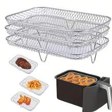 Stackable Air Fryer Dehydrator Rack, Stainless Steel Air Fryer Accessories, Durable Structure, Dishwasher - Multicolor - View 2