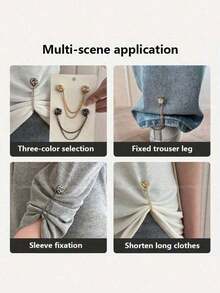 4pcs/Set Adjustable Magnetic Camellia Cuff Clips - Alloy, Detachable Hem Clips, Suitable For T-Shirts, Pants, And Adjusting Overlong Dress Sleeves - Multicolor - View 9