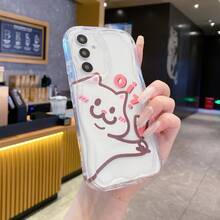 1pc Cute Clinking Wine Glass Cat Design OI Creamy Pattern Soft Shell Shockproof Creamy Shell Unique Shaped Phone Case Compatible With Android Series.[International Version Not Local Version] S26u/S25/S24/S23/S22/ A57/37/56/36/26/27/17/16/15......NOTE 20ULTRA.OPPOreno14/14f/15/15f/15t/C85 RYX5/X6/X7X/8/X9....VIVOy04 MT ........ - Clear - View 2