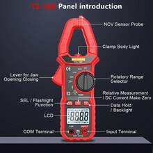 HYTAIS Professional TRMS TS-18D Clamp Meter, 6000 Counts Auto-Ranging, Can Test Current, Voltage, Resistance, NCV, Temperature. Equipped With LED Light, REL Function, Auto Power-Off, 27mm Wide Jaw, Suitable For Electricians, Automotive And Home Wiring Testing Precision Multimeter. - Rose Red - View 3