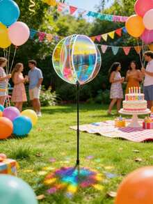 Bunte Laser-Garten-Boden-Dekorationkugel mit blendender farbiger Film-Rotation und farbiger reflektierender Kugel-Rotation, geeignet für Garten-Bodendekoration Outdoor, Feiertagsdekoration, Outdoor-Rasenparty und Landschaftsgestaltung - Regenbogenball - Übersicht 2