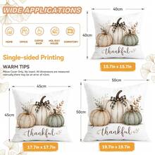 4pcs/1pc Off-White Pumpkin Autumn Pattern Pillow Case Without Insert, Single-Sided Printed Pillow Case, Suitable For Living Room Bedroom Home Decor, All-Season Pillow Case - Multicolor - View 3