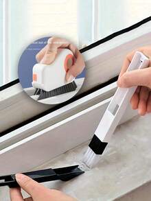 2 piezas Cepillo de limpieza de riel de ventana, Cepillo desmontable para ranuras de puerta y ventana, Cepillo de limpieza de bordes de vidrio, Cepillo de limpieza de ranuras de bordes de plástico sin recarga, Adecuado para sala de estar, dormitorio, cocina, Cepillo de limpieza de ventanas, Cepillo de plástico duradero. - Multicolor - Ver 2
