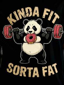 Weightlifting T-Shirt With Bear Design, Fitness, Slightly Fitted And Slightly Humorous - Vintage Gym T-Shirt With Bear Design, Slogan Print - 黑色 - 查看 4
