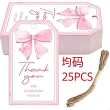 100/50/25/1入 粉色蝴蝶結感謝吊牌附麻繩，適用婚禮、生日、週年紀念、洗禮、畢業、感恩節、聖誕節、教師節、新娘派對，可用於禮品袋、糖果袋與邀請函，用於感謝賓客與好友 - 彩色 - 查看 5