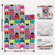 2pcs Cartoon Colorful Plaid Dog Pattern Kitchen Towels, Rectangular Microfiber Kitchen Towels, Dishcloths, Scouring Pads, Hand Towels, Cooking Baking Tea Towels, Kitchen Decor, Housewarming Gift, Birthday Gift, Bathroom Cleaning Wipes, Decorative Towels - Multicolor - View 3