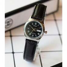 Casio Vintage Roman Small Dial Black Leather Women Watch Dual Calendar Waterproof Casual Office Student Quartz Watch - one-size - View 7