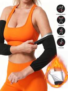 1 Pair Women Sauna Arm Shaper, Sweat Arm Sleeves For Yoga & Fitness, Compression Sweat Arm Support Set - Multicolor - View 1