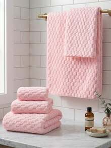 Elegant Oversized Bath Towel Set Offering Spa Like Comfort Durable Cute Pink 34x75cm Hand Towel For Guests Fluffy Shower Body Towel To Hold For Workout Super Soft Wrapping Microfiber Towels Home Textile Bathroom Linens Accessories - 彩色 - 查看 1