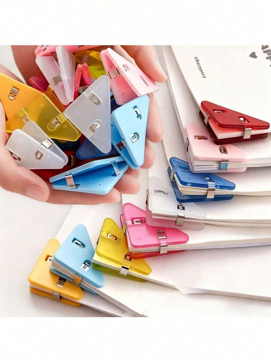 3pcs Motivational Creative A4 Dual Clip Acrylic Triangle Paper Clips, Transparent File Folders Organizer Clips, Supplies, Classroom Gifts Back To School,Back To School,School Supplies,Back To School Supplies,Office Desk Accessories,School - A - View 1