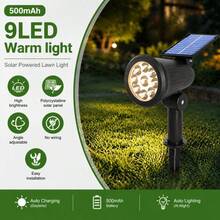 Solar Powered Outdoor Spotlight IP55, 9 LED Solar Lawn Light With Lithium Battery Solar Charging, Multi-Function Adjustable Ground Stake Landscape Light For Yard, Driveway, Backyard Decoration - 1pc - View 7