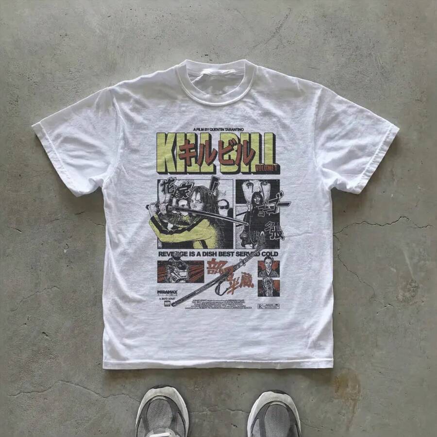 ¡Oferta por tiempo limitado! Camiseta Gráfica Japonesa, Camiseta Venganza Estilo Manga Vintage, Camiseta Póster de Película, Camiseta Culto Gamer Retro Japón - Blanco - Ver 1