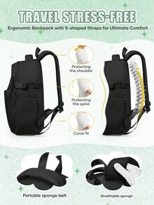 Minimalist Fashion Student Backpack, Solid Color Large Capacity Laptop Bag, Fits 14-15.6 Inch Laptop, Multifunctional Bag, Business, For Men - Multicolor - View 9