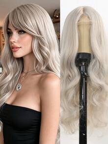 26 Inch Long Wavy Synthetic Wig, No Bangs. Available In Light Purple/Light Blue/Brown/Brown. Designed For Women, Natural Appearance And Heat Resistant. Suitable For Parties, Cosplay, Daily Wear. - Multicolor - View 12