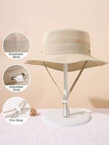 1Pc Toddler Wide Brim Sun Hat, Breathable Mesh Adjustable Chin Strap Toddler Bucket Hat, Outdoor Sun Protection Beach Cap For Summer - 1PC - View 17