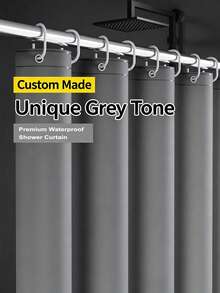 Solid Color Thickened Waterproof Bathroom Shower Curtain Set, No-Drill Installation, Hotel Dorm Shower Curtain Window Curtain Door Curtain - Grey - View 2