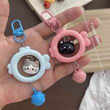 Multiple 3D Cute Resin Fish Frame Cat Keychains With Colorful Bells, Adorable Cat Bag Charms, Couple And Best Friend Matching Gifts, Backpack And Handbag Accessories - Cat and Fish Design - View 5
