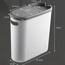 1pc Large Capacity Bathroom Trash Can - Creative Gap Design, Push-Type Lid, Simple Wastebasket, Bathroom Organization Home Essential - Multicolor - View 7