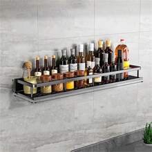 Estante de almacenamiento multifuncional con varilla para condimentos, estante de pared para condimentos, artículos de cocina, 1 unidad - 40 cm Gris - Ver 11