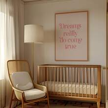 1pc Canvas Wall Art With Frame, Pink Vintage Quote "Dreams Come True" Inspirational Poster, Suitable For Modern Home Decor, Room Decor, Dorm Decor, Bedroom Decor, Living Room Decor, Bathroom Decor, Kitchen Decor, Dining Room Decor, Living Room Decor, Office Decor, School Decor, Classroom Decor, Back To School Decor, Waterproof Poster, Bohemian Style Living Room, Gift, Apartment Decor, College Style Poster - A - View 8