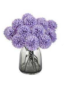 5pcs Artificial Chrysanthemum Flower Balls, Embroidered Balls, Wedding Decor, Home Vase Decor, Restaurant, Living Room, Bedroom, Bridal Bouquet, Wrist Corsage, Boutonniere, Birthday Party Decor, Valentine's Day Gift, All Season Decoration - Light Purple - View 2