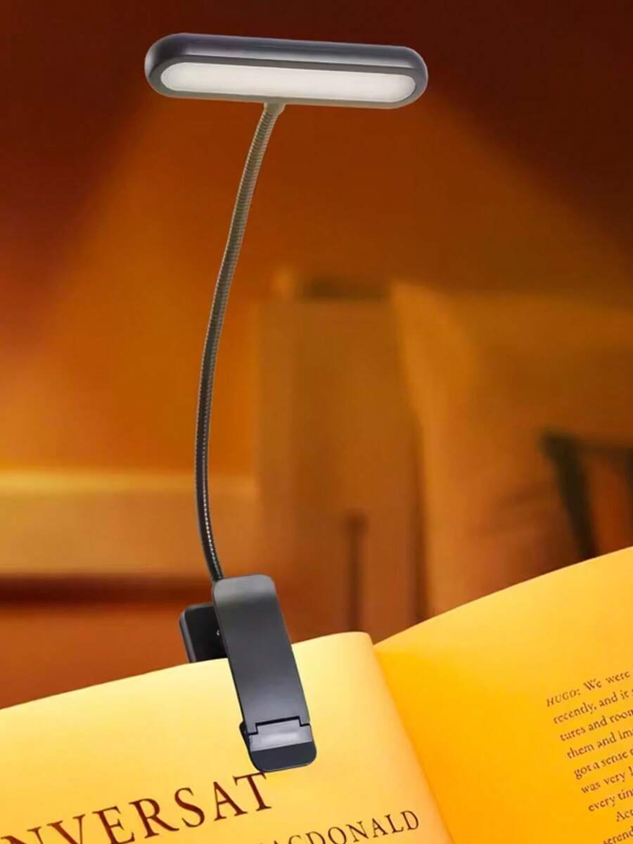 1件裝護眼可充電迷你閱讀燈,便攜式迷你燈,3色溫可調光,夾式燈,小夜燈,小型書燈,送給書迷的完美禮物,適合床頭閱讀與宿舍學習,床頭燈 - 書燈 - 查看 1