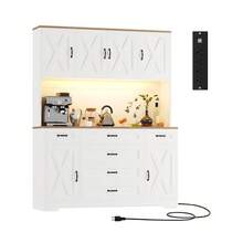 FUSOU 71" Kitchen Pantry Cabinet With Charging Station, Tall Storage Hutch With Adjustable Shelves, 3 Drawers And Open Countertop, White Cabinet For Kitchen & Dining Room - White - View 10