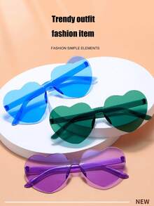 45/20/10pcs Frameless Glasses Set, Includes 5pcs Random Candy Color Heart-Shaped Lens Glasses, Unisex Photo Game Prop Glasses, Suitable For Party Decoration, Outdoor Activities, Daily Outfit Accessories - A - View 4