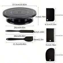 3/4pcs Ultra-Smooth Silent 360° Rotating Cake Turntable Set, Beginner Cake Decorating Turntable Kit, Professional Cream Smoothing Spatula Full Set Baking Tools - View 5