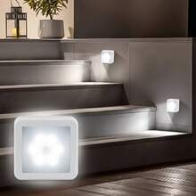Human Body Sensor LED Night Light, Motion Sensor, AAA Battery Powered, LED Sensor Wall Light, Easy To Install And Carry, Suitable For Bedside, Hallway, Passage, Bathroom, Stairs And Cabinets - Smart PIR, Portable Lighting, And Easy To Install - Square Sensor Light - View 3