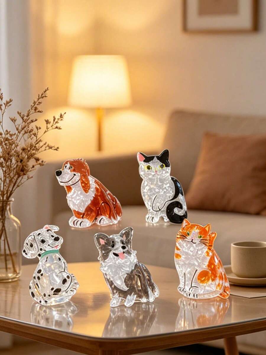Japanese Style Cute Cat & Dog Animal Shaped Transparent Acrylic Claw Hair Clip, Fashion Versatile Hair Accessory For Updo - Multicolor - View 1