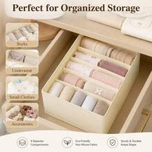 1/3/6pcs Socks And Underwear Drawer Organizer, Non-Woven Fabric Foldable Wardrobe Storage Box, Suitable For Storing Clothes, Socks, Underwear, Ties, Belts, Bedroom Supplies,Dorm Room,Bedroom Room Decor,Back To School - White - View 1