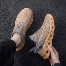 WASIROYI Men's All-Day Comfort Blade Sole Shoes, Breathable Knit Mesh Sneakers With High-Rebound Cushioning, Ideal For Office, Errands & Long Standing Hours - 棕色 - 查看 8