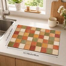 1pc Heart Text Pattern Absorbent Drying Mat, Kitchen Decor Coffee Machine Mat, Handmade Coffee Pot Drip Tray, Kitchen Floor Mat, Dining Table Mat, Kitchen Countertop Dish Drying Mat, Breakfast Mat, Heat-Resistant Drip Tray With Backing, Diatomaceous Earth Drip Tray, Stain-Hiding, Super Absorbent Kitchen Drip Tray, Easy-To-Clean Dish Rack Mat, Perfect For Kitchen, Dining Table, Coffee Shop, Bar, Holiday, Party, Home Decor, Holiday Gift - Multicolor - View 9