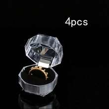 Transparent Plastic Jewelry Storage Box - Octagonal Crystal-Like Design, Ring & Earring Organizer, Suitable For Proposal, Anniversary - Black - View 9