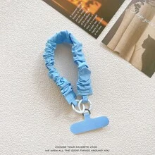 1入 青春簡約純色壓褶手機吊繩 手腕掛繩 短款手提運動風手機腕繩 附夾扣 - 彩色 - 查看 15