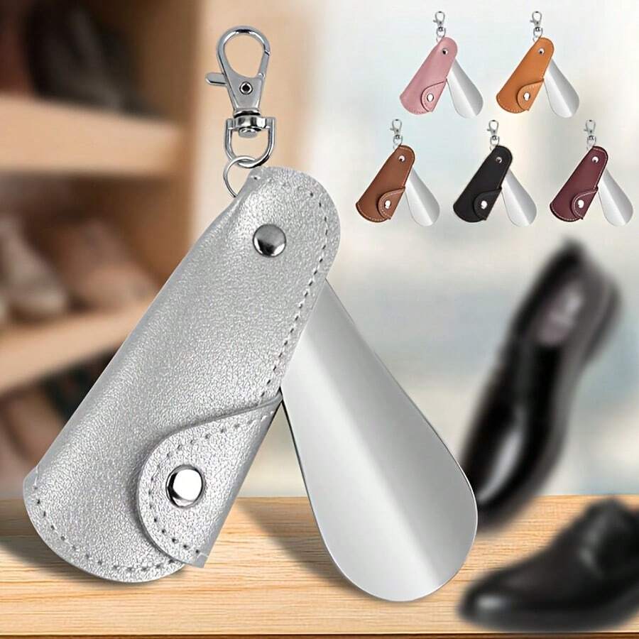 1 Portable Mini Shoe Horn, Foldable And Lightweight, Suitable For Home And Travel Use, Perfect Gift, Fashionable Carry Design | Metal Construction Father'S Day Gift Mother'S Day Gift - One Size Fits All - View 1