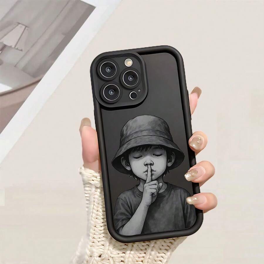 Funda de teléfono simple y reforzada, adecuada para todos los modelos de y . Funda de teléfono - Recién lanzada y en , esta funda presenta un diseño de un niño con el dedo sobre los labios. Es una funda suave de TPU engrosada, cóncava, resistente a caídas y a golpes, compatible con varios modelos de , incluyendo 11, 12, 13, 14, 15, 16, E, Pro, adecuada como regalo para novio o novia, o como obsequio de cumpleaños. - (Un color) 1 unidad por paquete - Ver 1