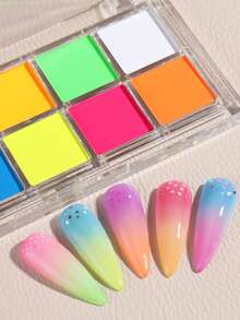 10 Colors Solid Gradient Nail Art Powder Set, Pink White Brown Purple Yellow Orange Multi-Color Dust Gradient Effect Nail Art Cute Decoration, With 3 Pcs Nail Brush Summer Decoration Manicure Accessories Supplies Nail Powder Set Nail Salon DIY - Multicolor - View 4